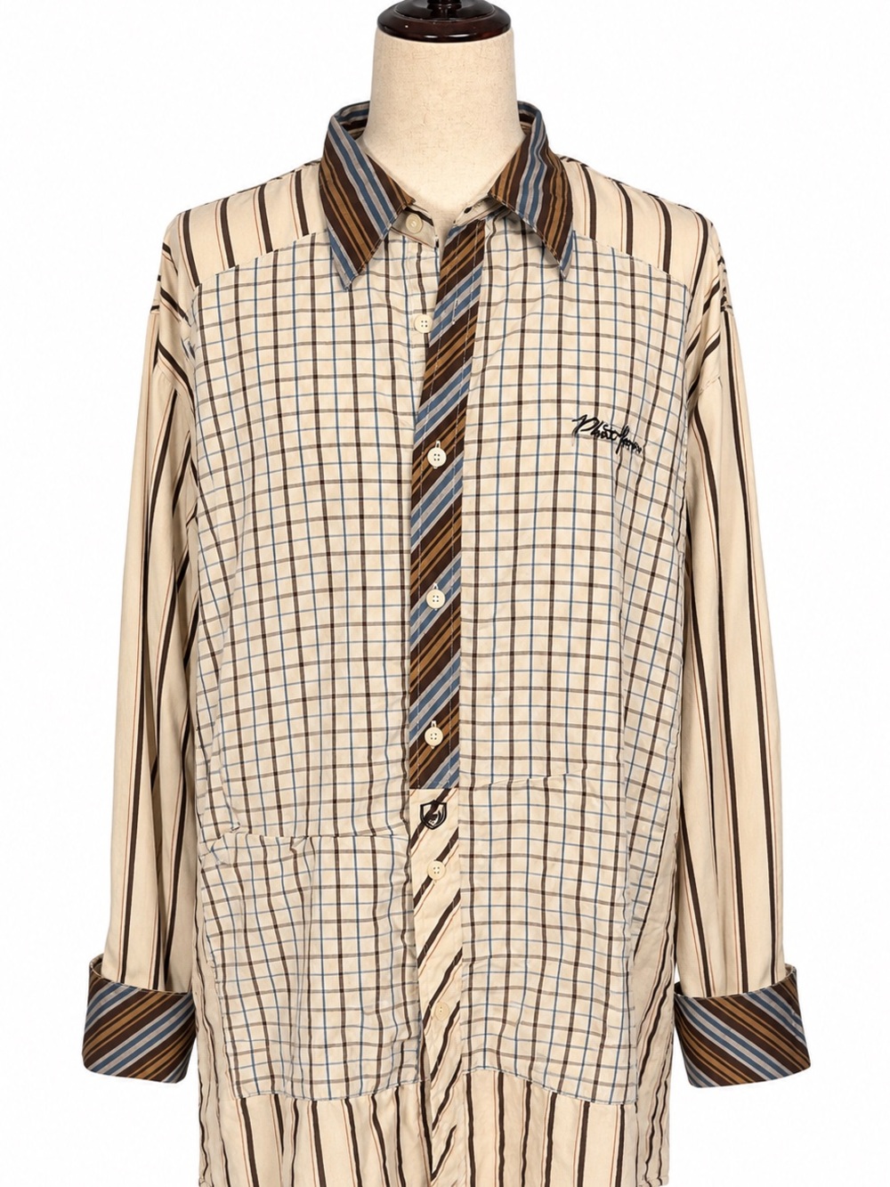 Vintage 90s streetwear- multi pattern / color button down shirt. XL